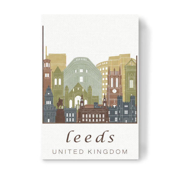 Leinwandbild "Leeds skyline light brown" artboxONE - Städte,Reise,Architektur,Kartografie