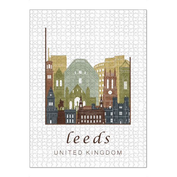 Puzzle Ravensburger "Leeds skyline light brown" artboxONE - Städte,Reise,Architektur,Kartografie