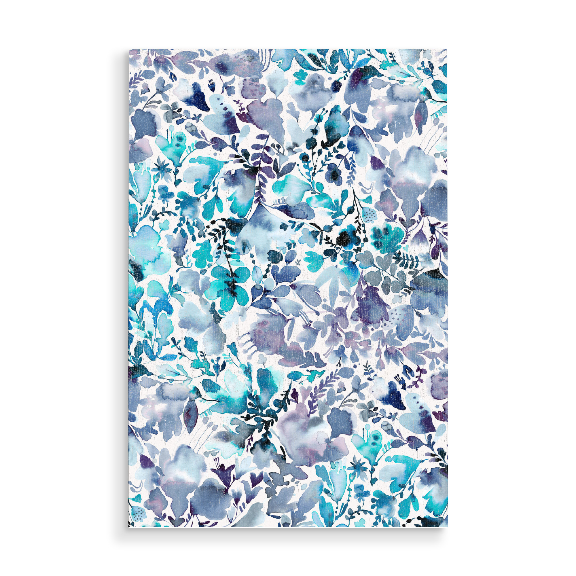 Holzbild "Magic Watercolor Flowers Blue" artboxONE - Floral,Abstrakt,Für Mama