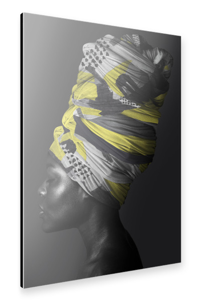 Alu-Dibond "Woman Turban Yellow Black" 30x20 cm artboxONE