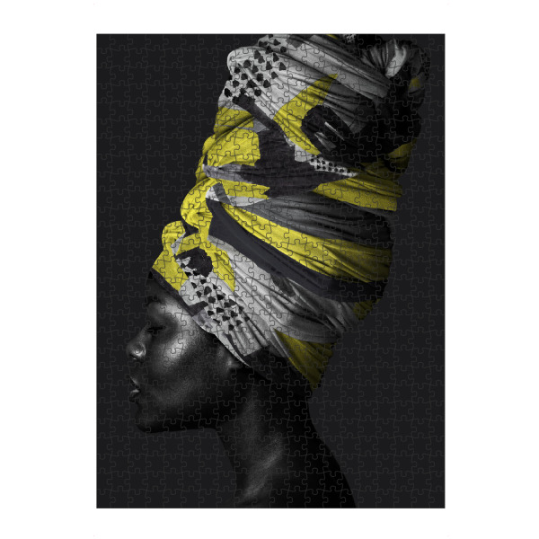 artboxONE Puzzle "Woman Turban Yellow Black" artboxONE - Menschen - Pantone 2021,Woman,Frau,Female,Portrait,Turban,Girl - Bild pantone 2021
