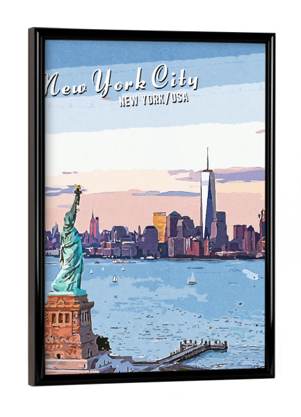 Poster mit schwarzem Rahmen "New York Vintage Liberty" artboxONE - Städte,Städte / New York,Architektur