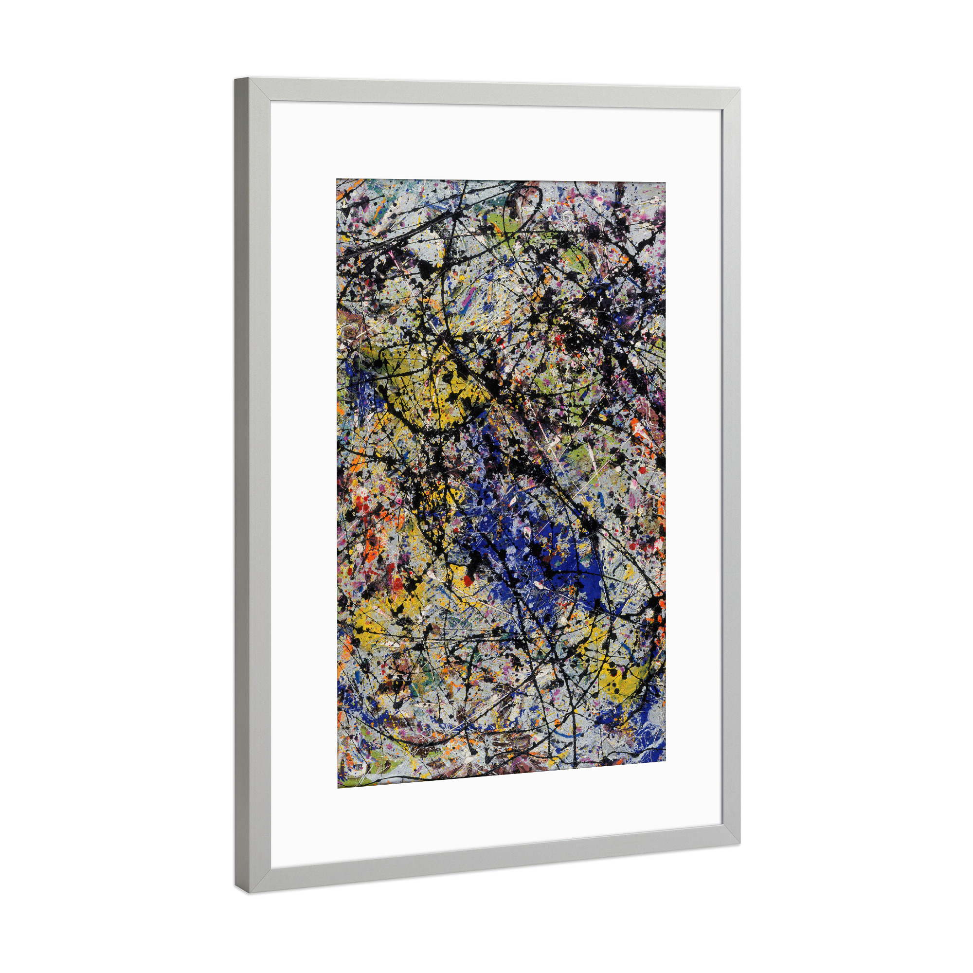 Poster mit Rahmen Silber "Reflection of the Big Dipper" artboxONE - Abstrakt - Jackson pollock,Abstract,Abstrakt,Gemälde,Malerei,Kunst,Bunt,Colorful