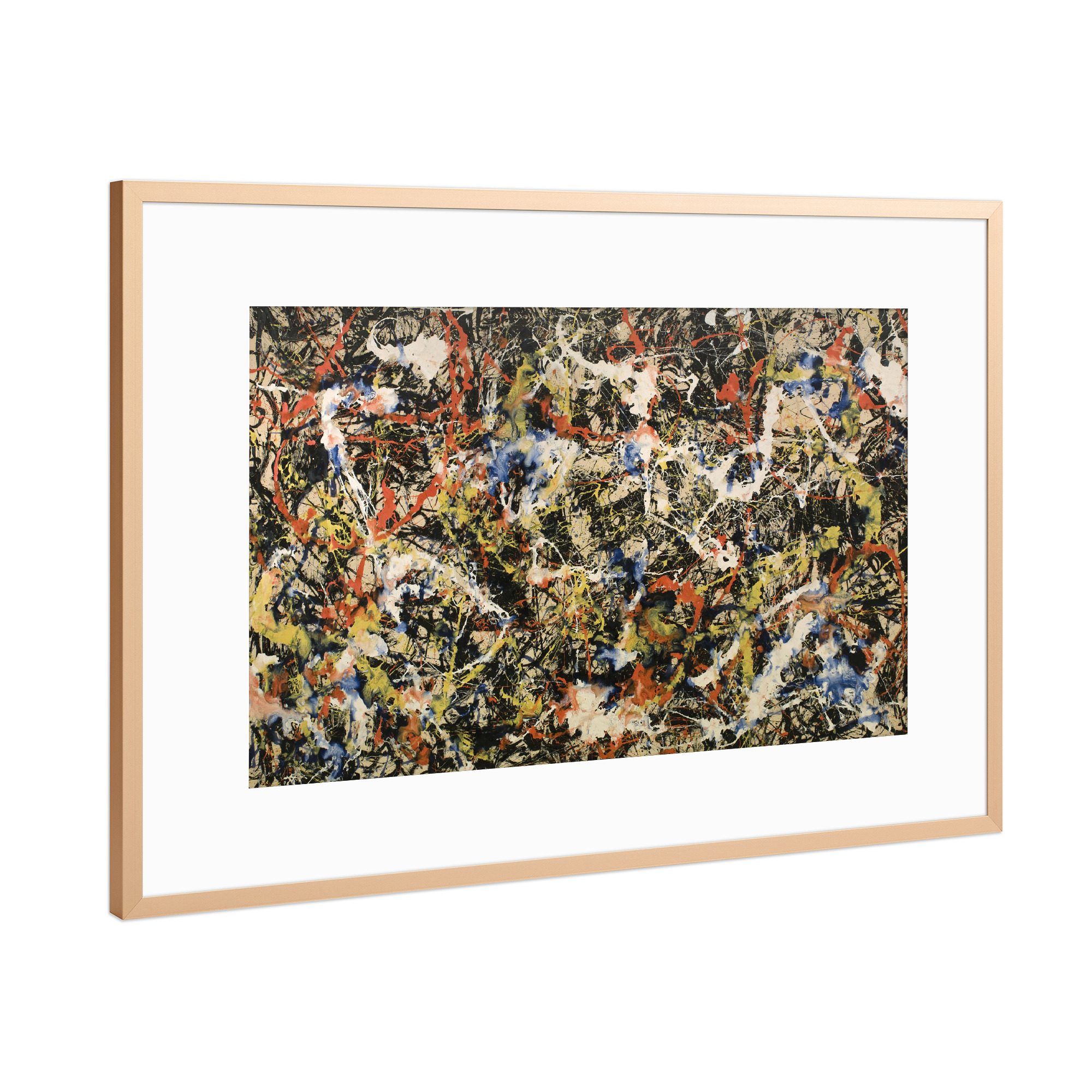 Poster mit Rahmen Kupfer "Convergence" artboxONE - Abstrakt - Jackson pollock,Abstract,Abstrakt,Malerei,Gemälde,Kunst,Art,Bunt,Colorful