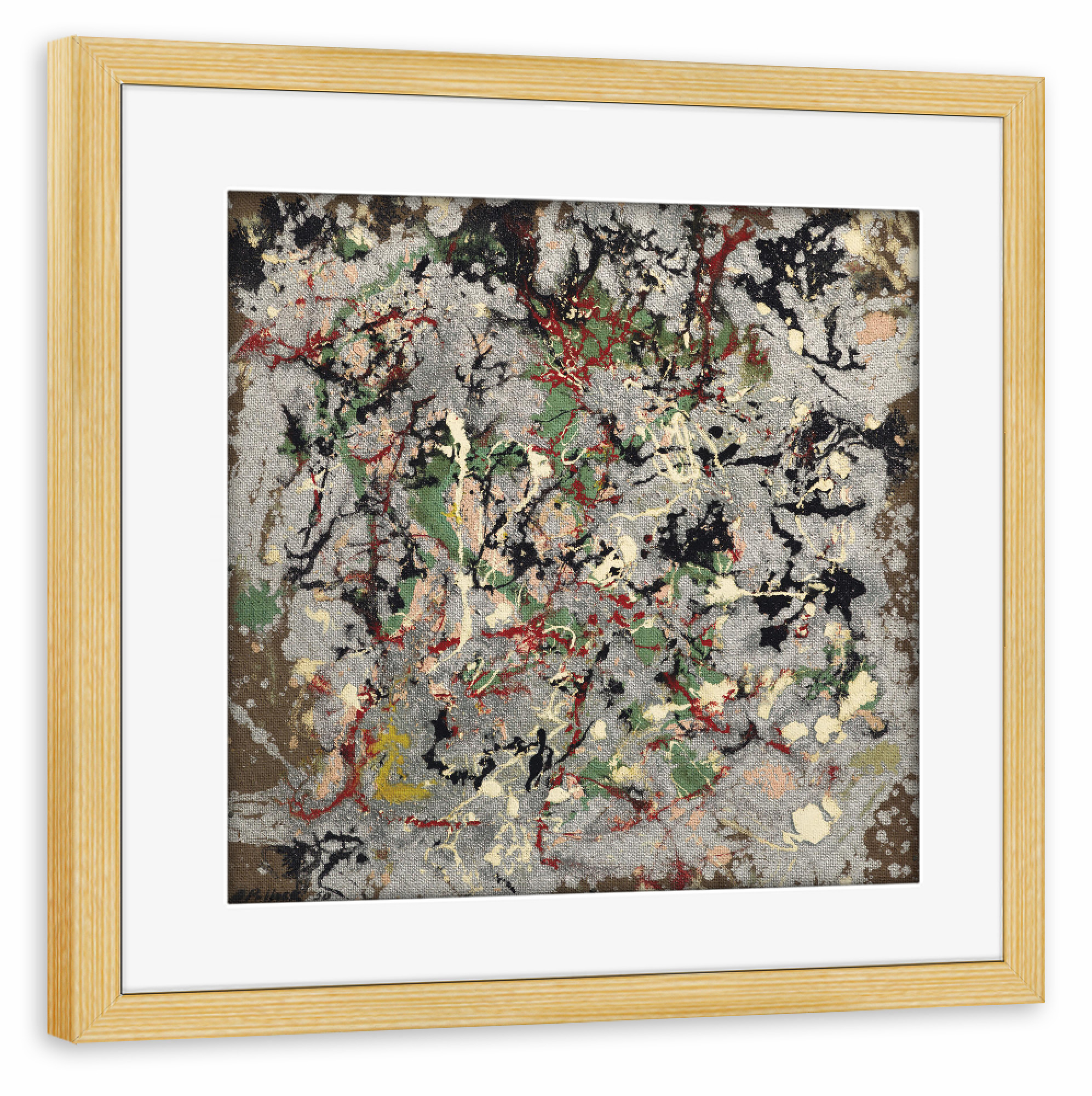 Poster mit Rahmen kiefer "Number 21 von Jackson Pollock" artboxONE - Abstrakt - Jackson pollock,Malerei,Kunst,Gemälde,Abstract,Abstrakt,Painting,Art