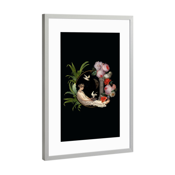 Poster mit Rahmen Silber "Girl in the Moon" artboxONE - Natur,Abstrakt,Menschen