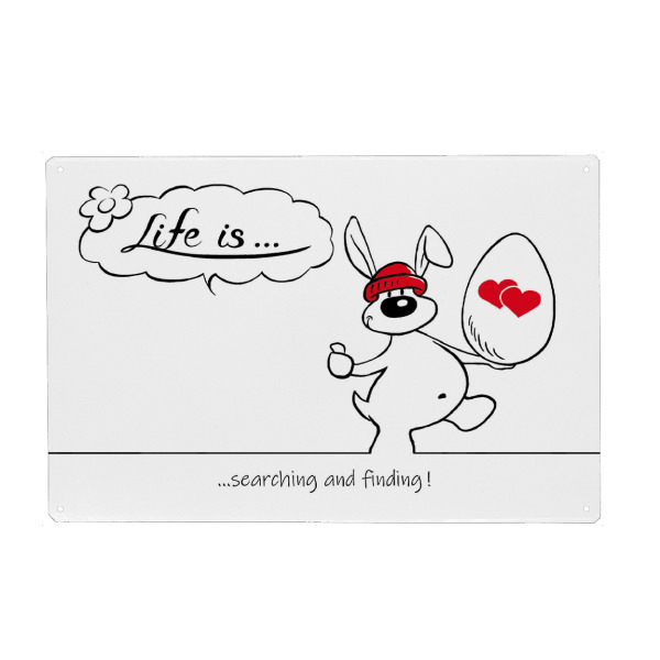 Holzbild "Life is... searching and finding" artboxONE - Typografie,Tiere,Comic,Lustig
