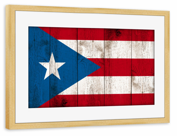 Poster mit Rahmen kiefer "Vintage Flag of Puerto Rico" artboxONE - Reise,Reise / Länder