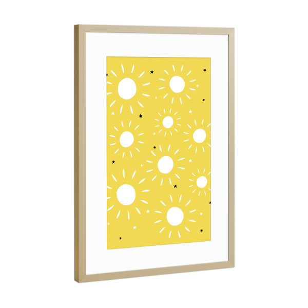 Poster mit Rahmen Gold "Sonnig" artboxONE - Natur,Für Kinder,Abstrakt