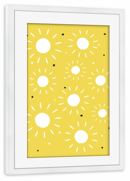 Poster mit Rahmen weiß "Sonnig" artboxONE - Natur,Für Kinder,Abstrakt
