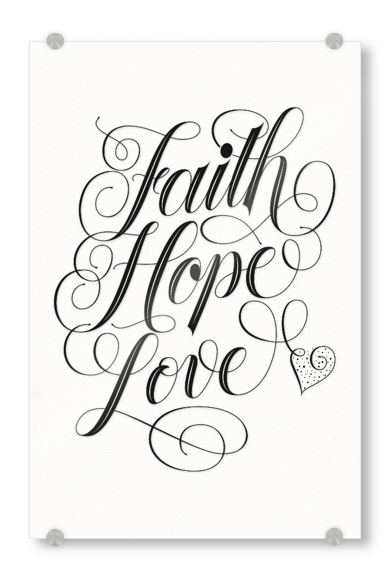 Acrylglasbild "Faith. Hope. Love" artboxONE - Typografie,Liebe