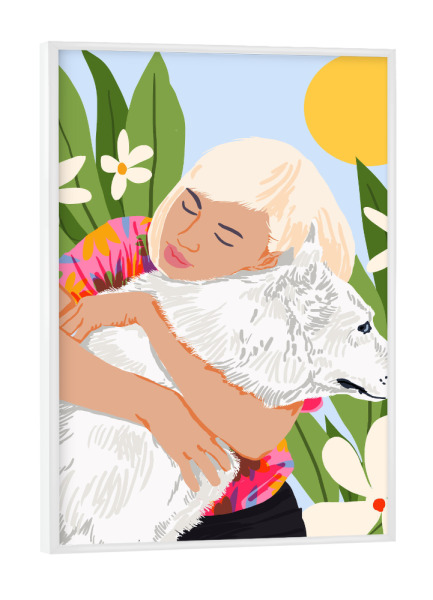 Poster mit weißem Rahmen "All You Need Is Love And A Dog" artboxONE - Tiere,Menschen