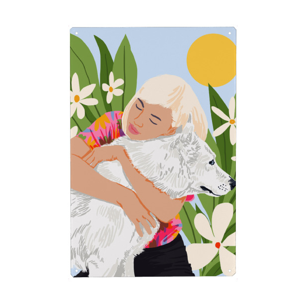 Metall Poster "All You Need Is Love And A Dog" artboxONE - Tiere,Menschen