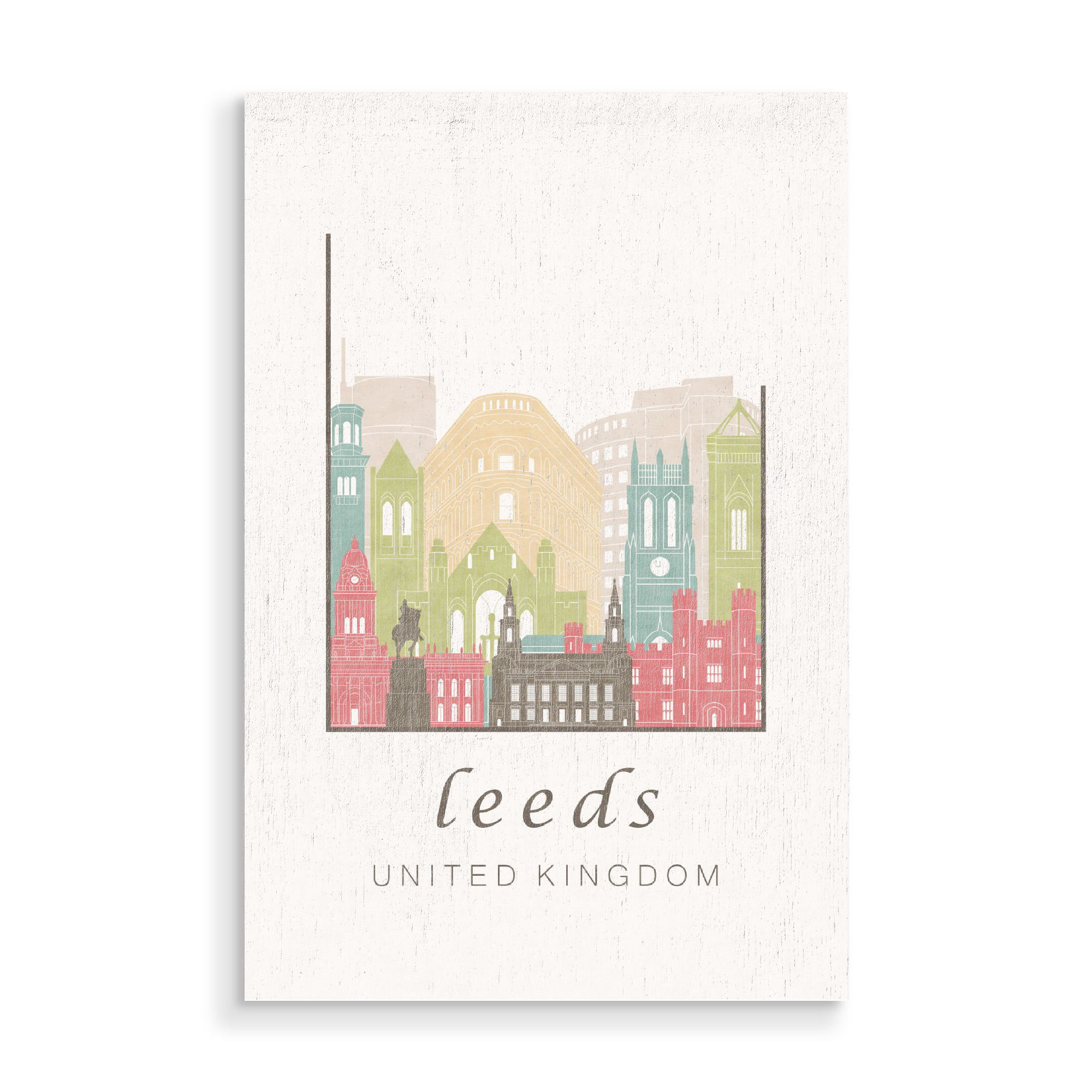 Holzbild "Leeds skyline pastel" artboxONE - Städte,Reise,Architektur,Kartografie