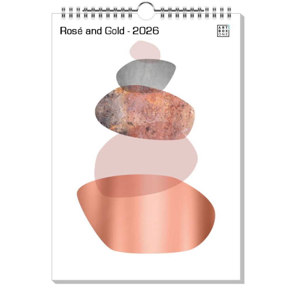 artboxONE Wandkalender A4 2026 Rosé and Gold Gold