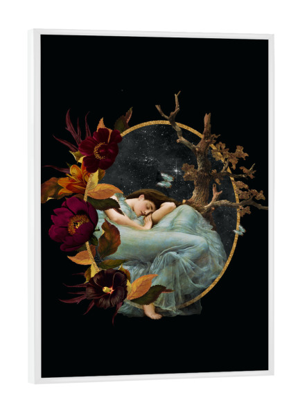 Poster mit weißem Rahmen "Sleeping Vintage Woman" artboxONE - Natur,Floral,Menschen