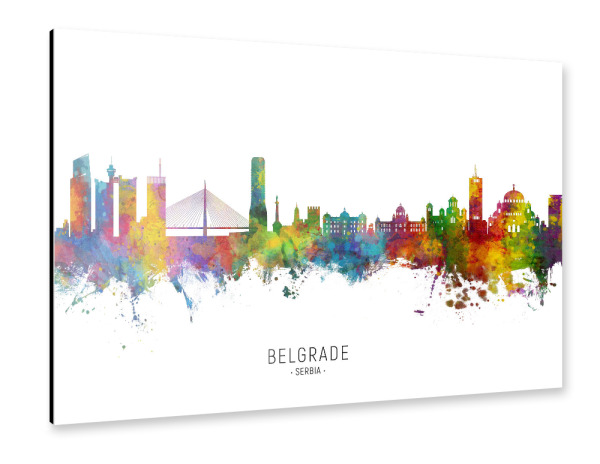 Alu-Dibond "Belgrade Serbia Skyline txt" 30x20 cm artboxONE