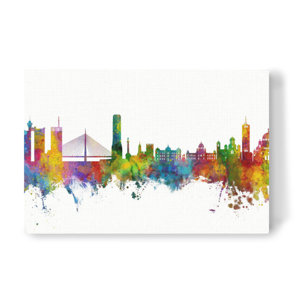 Leinwandbild "Belgrade Serbia Skyline" artboxONE - Städte - Belgrade,Serbia,Skyline,Cityscape,Stadtbild,Watercolor,Painting,City,Stadt,Bunt,Colorful