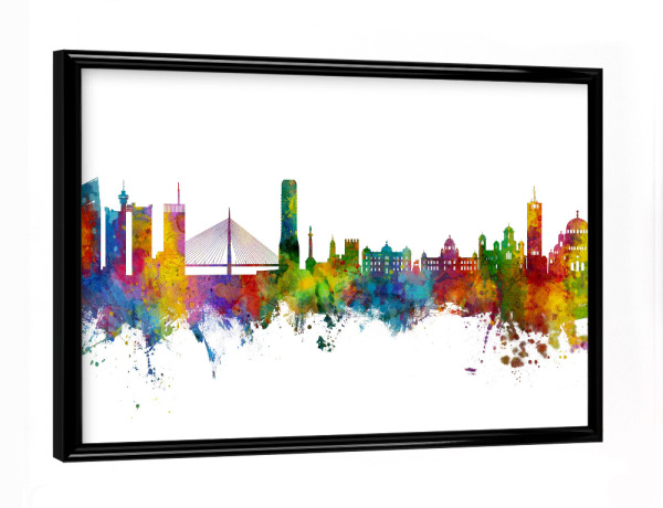 Poster mit schwarzem Rahmen "Belgrade Serbia Skyline" artboxONE - Städte