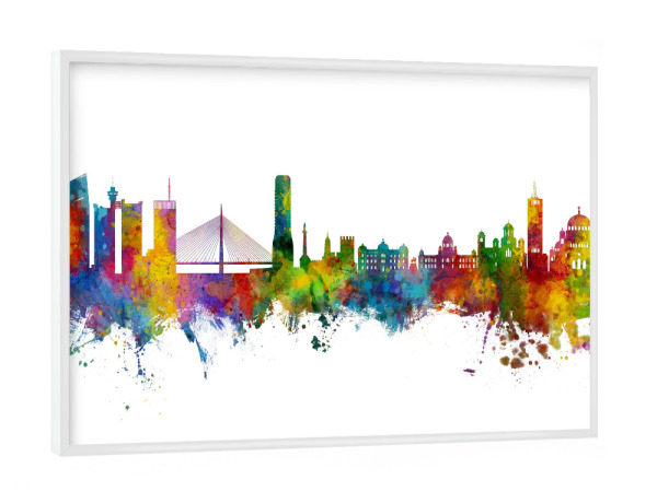 Poster mit weißem Rahmen "Belgrade Serbia Skyline" artboxONE - Städte