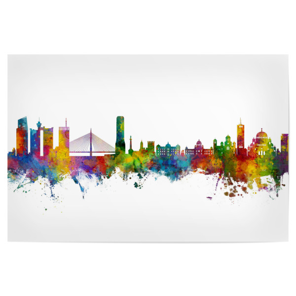 Poster "Belgrade Serbia Skyline" artboxONE - Städte - Belgrade,Serbia,Skyline,Cityscape,Stadtbild,Watercolor,Painting,City,Stadt,Bunt,Colorful