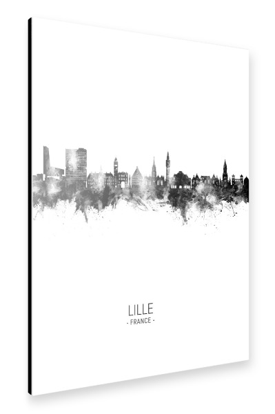 Alu-Dibond "Lille France Skyline BW" 30x20 cm artboxONE