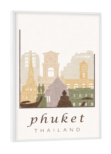 Poster mit weißem Rahmen "Phuket skyline rustic" artboxONE - Städte,Reise,Architektur,Kartografie
