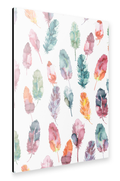 Alu-Dibond "Watercolor Boho Feathers Orange" 30x20 cm artboxONE