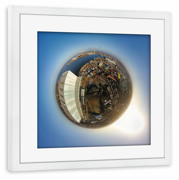 Poster mit Rahmen weiß "Westhafen und Werft von Wismar" artboxONE - Städte,Reise,Architektur,Reise / Strand und Meer,Reise / Länder