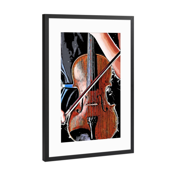 Poster mit Rahmen Schwarz (Metallic) "Violinist" artboxONE - Musik - Violin,Violine,Violinist,Music,Musical instrument,Band,Instrument,Geige,Musik
