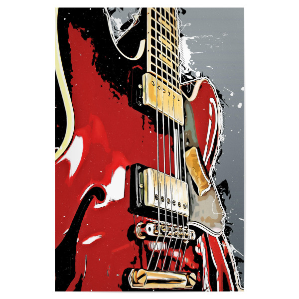 Poster 30x20 cm "Red guitar" artboxONE - Musik - Guitar,Guitars,Cartoon,Digital,Music,Band,Jazz,Gitarre,Musik,Instrument