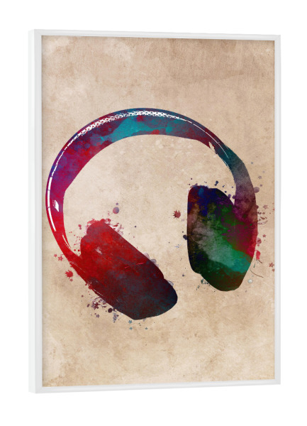 Poster mit weißem Rahmen "Headphone music art" artboxONE - Musik - Headphones,Headphone,Music,Sound,Sounds,Musik,Bunt,Colorful
