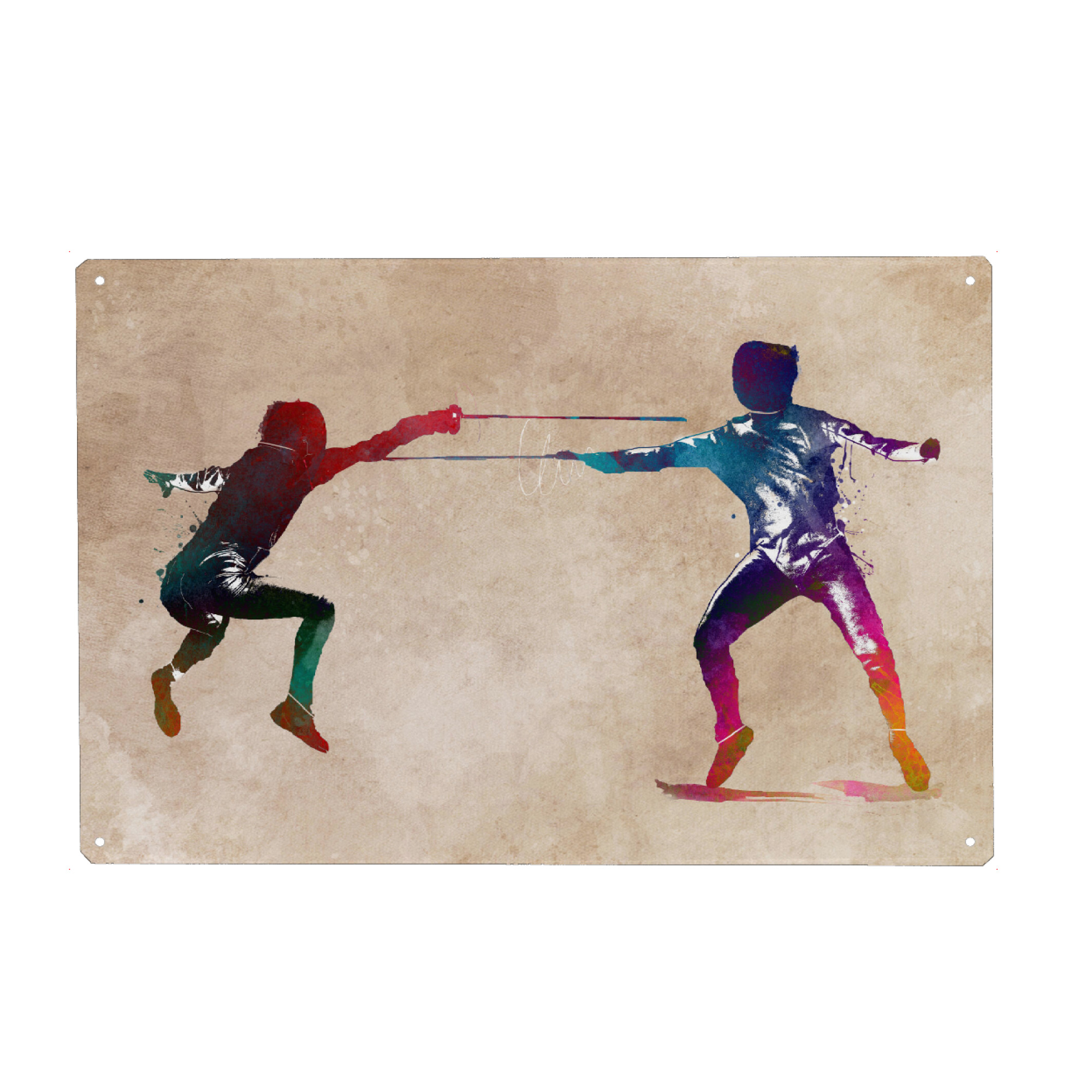 Metall Poster "Fencers sport art" artboxONE - Menschen,Sport - Fencing,Fencers,Fence,Fencer,Sword,Sport,Sports - Blechschild