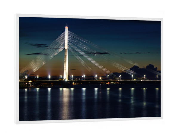 Poster mit weißem Rahmen "Vansu-Spannseilbrücke in Riga" artboxONE - Städte,Natur,Reise,Architektur,Reise / Länder