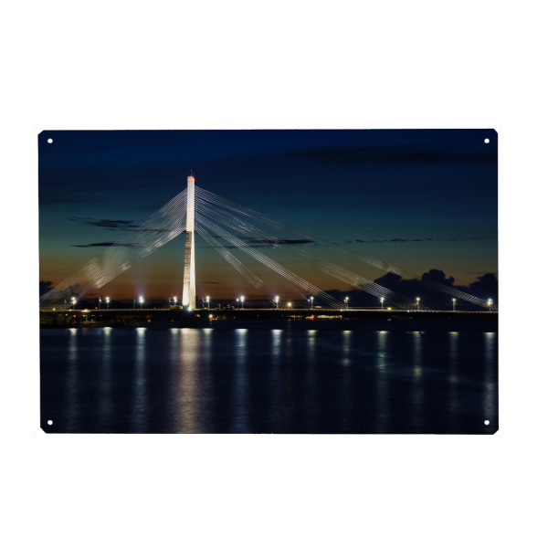 Metall Poster "Vansu-Spannseilbrücke in Riga" artboxONE - Städte,Natur,Reise,Architektur,Reise / Länder