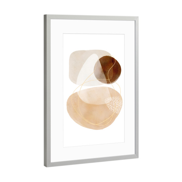 Poster mit Rahmen Silber "Beige Abstract Composition" artboxONE - Abstrakt,Geometrie - Watercolor,Abstrakt,Abstract,Geometrie,Geometry,Boho,Formen