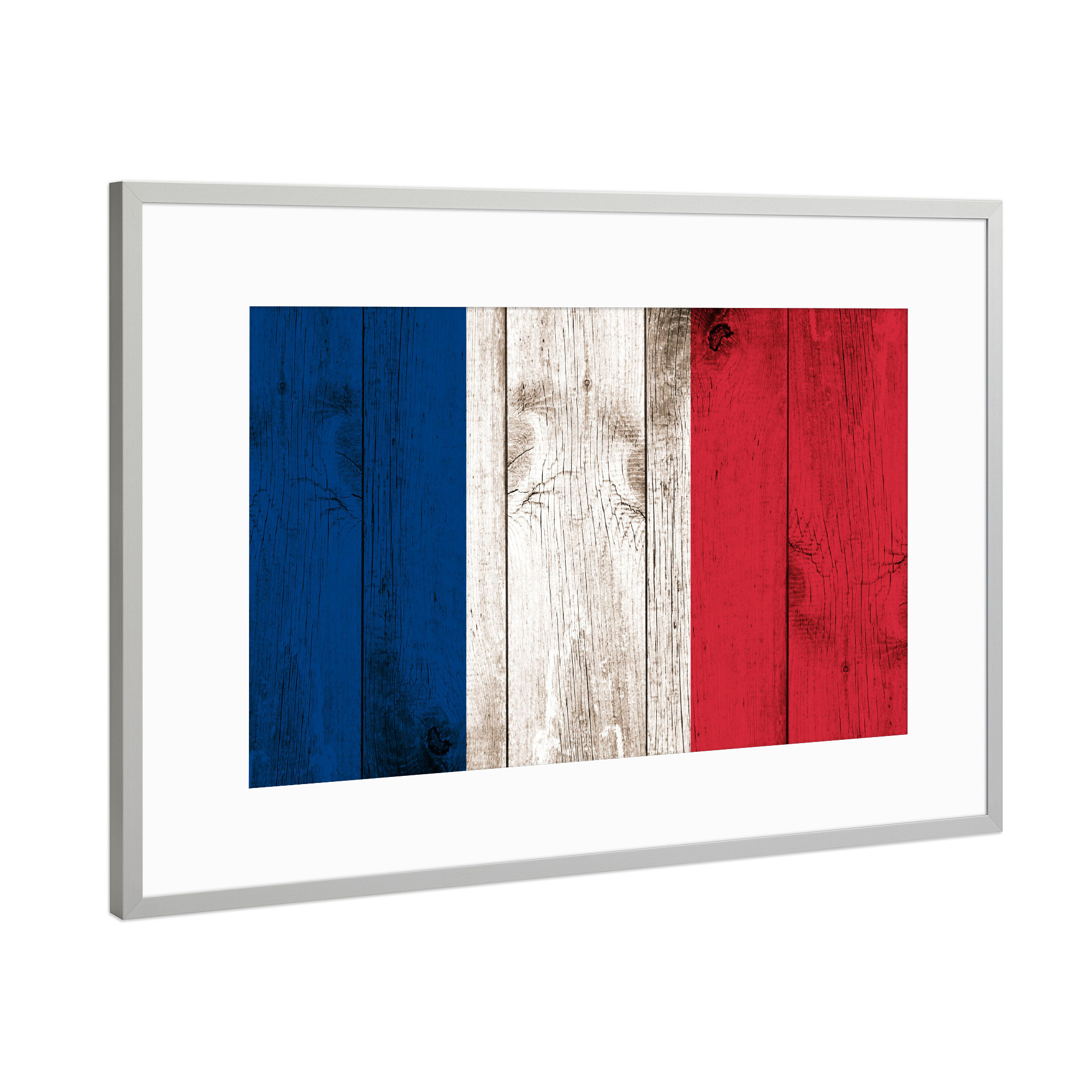 Poster mit Rahmen Silber "Vintage Flag of France" artboxONE - Reise,Städte / Paris,Reise / Länder