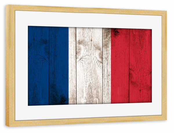 Poster mit Rahmen kiefer "Vintage Flag of France" artboxONE - Reise,Städte / Paris,Reise / Länder