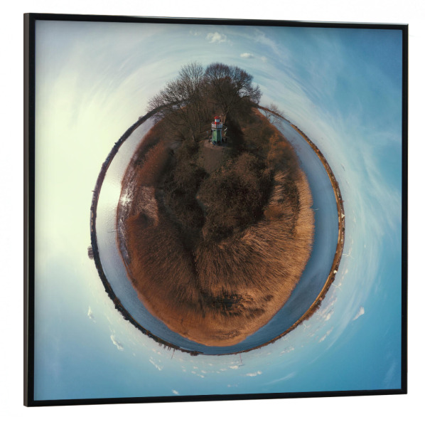 Poster mit schwarzem Rahmen 30x30 cm "Elbe-Leuchtturm Bunthäuser Spitze" artboxONE - Städte,Städte / Hamburg,Natur,Reise,Reise / Länder