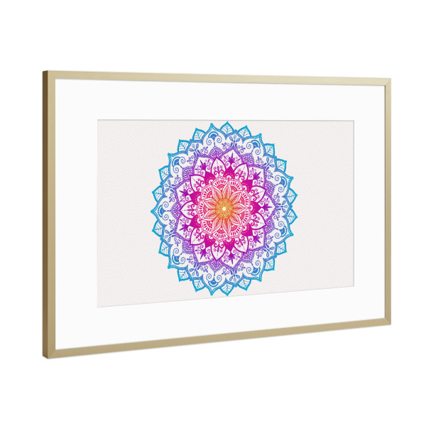 Poster mit Rahmen Gold "Mandala in Regenbogenfarben" artboxONE - Abstrakt,Geometrie