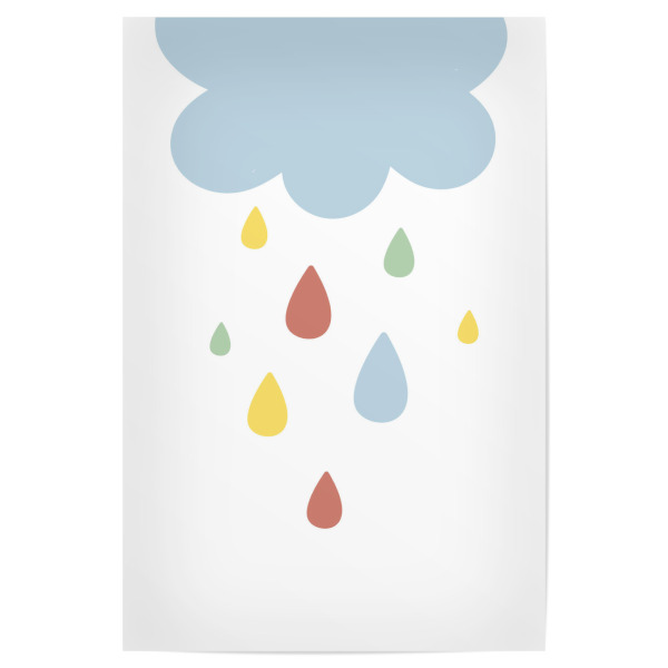 Poster "Wolke + bunte Tropfen" artboxONE - Natur,Für Kinder