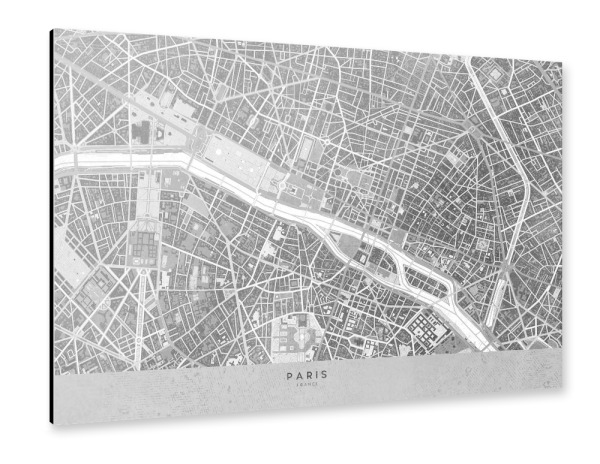 Alu-Dibond "Gray vintage map of Paris" 30x20 cm artboxONE