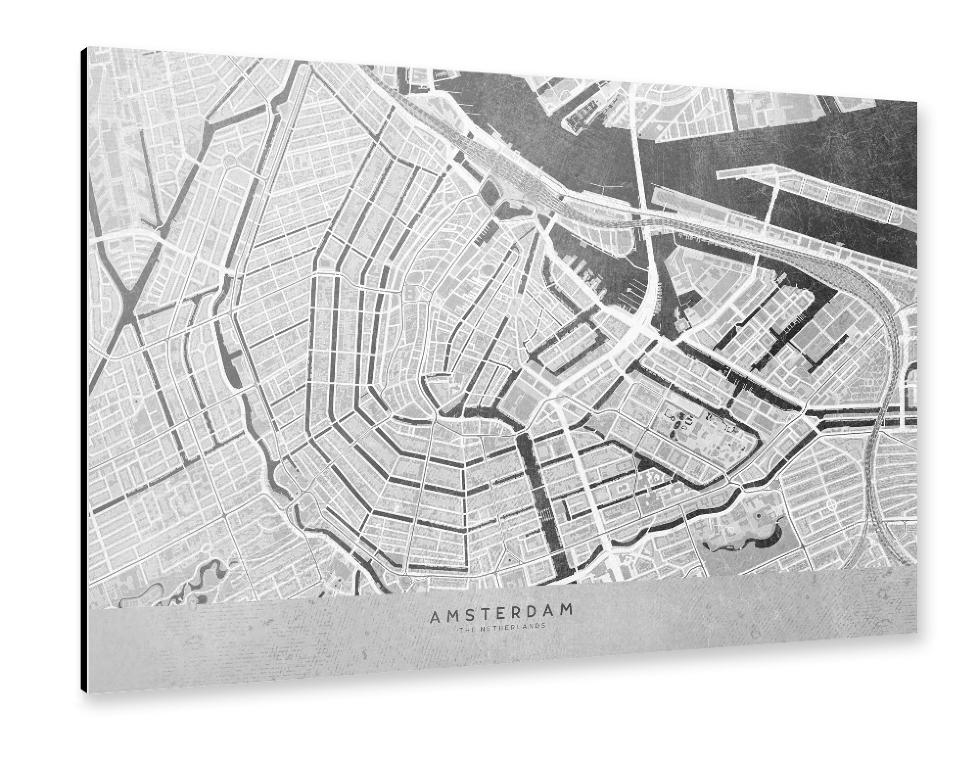 Alu-Dibond "Gray vintage map of Amsterdam" 30x20 cm artboxONE