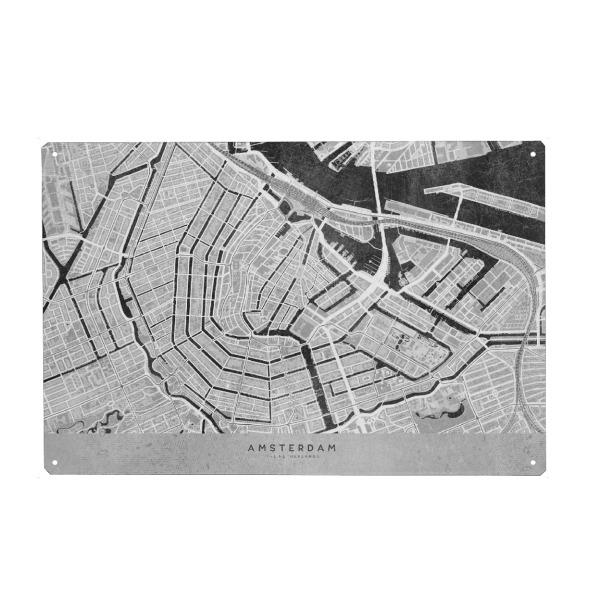 Holzbild "Gray vintage map of Amsterdam" artboxONE - Kartografie - Gray,Vintage,Map,Amsterdam,The netherlands,Old,Distressed,Karte