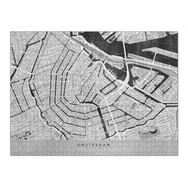 Puzzle Ravensburger "Gray vintage map of Amsterdam" artboxONE - Kartografie - Gray,Vintage,Map,Amsterdam,The netherlands,Old,Distressed,Karte