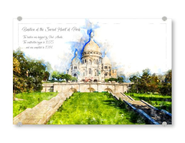Acrylglasbild "Sacré-Cœur Paris Aquarell" artboxONE - Reise,Architektur,Städte / Paris