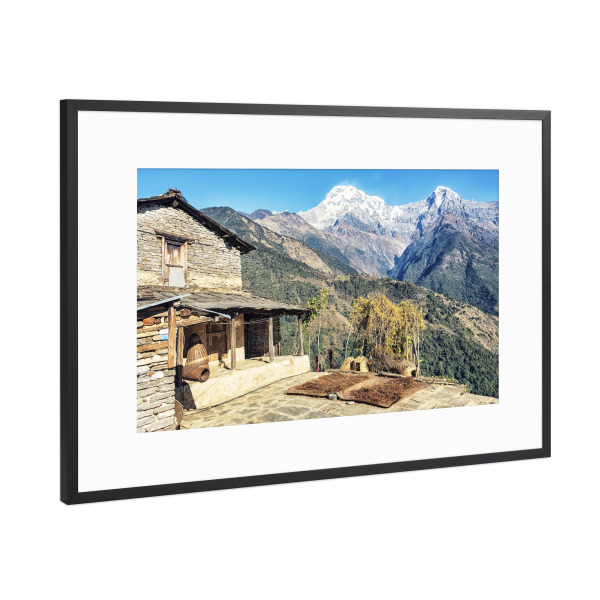 Poster mit Rahmen Schwarz (Metallic) "House in Nepal" artboxONE - Natur,Reise,Architektur,Reise / Asien,Reise / Länder