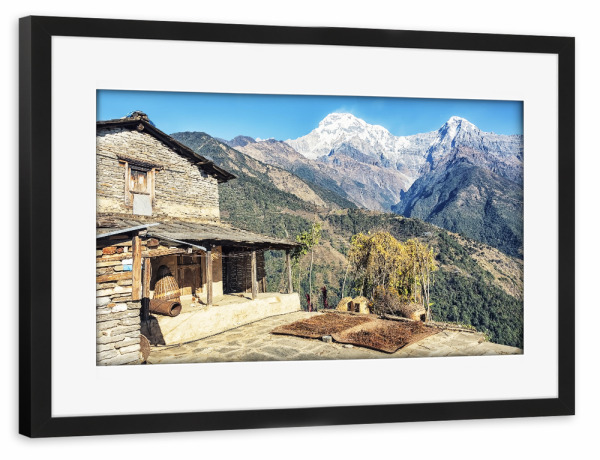 Poster mit Rahmen schwarz "House in Nepal" artboxONE - Natur,Reise,Architektur,Reise / Asien,Reise / Länder