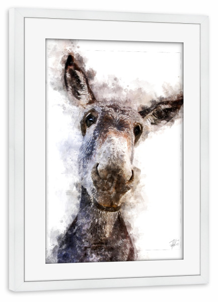 Poster mit Rahmen weiß "Grauer Esel" artboxONE - Natur,Tiere