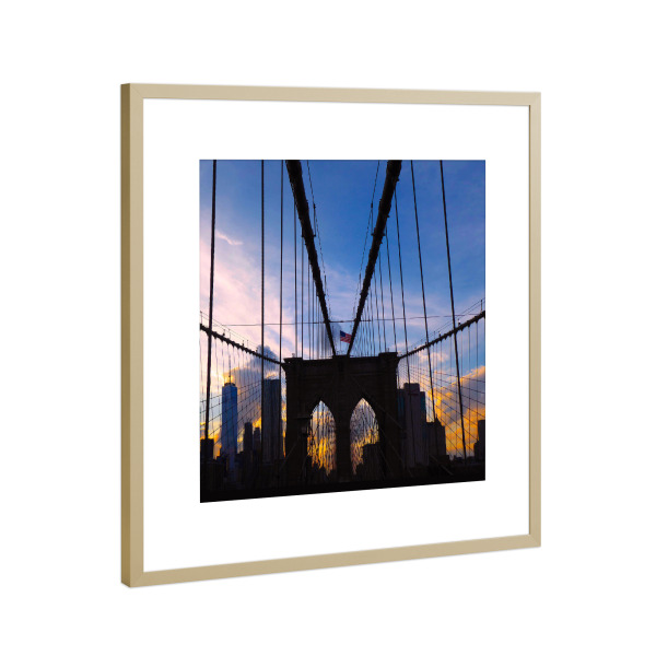 Poster mit Rahmen Gold "Brooklyn Bridge, New York City" artboxONE - Städte / New York,Reise,Architektur,Reise / Länder